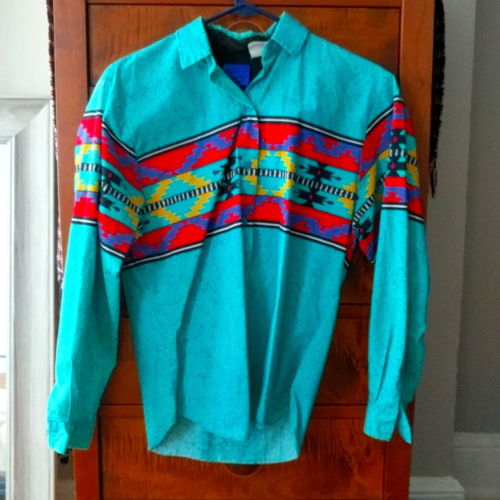 Vintage teal south west medium women's shirt